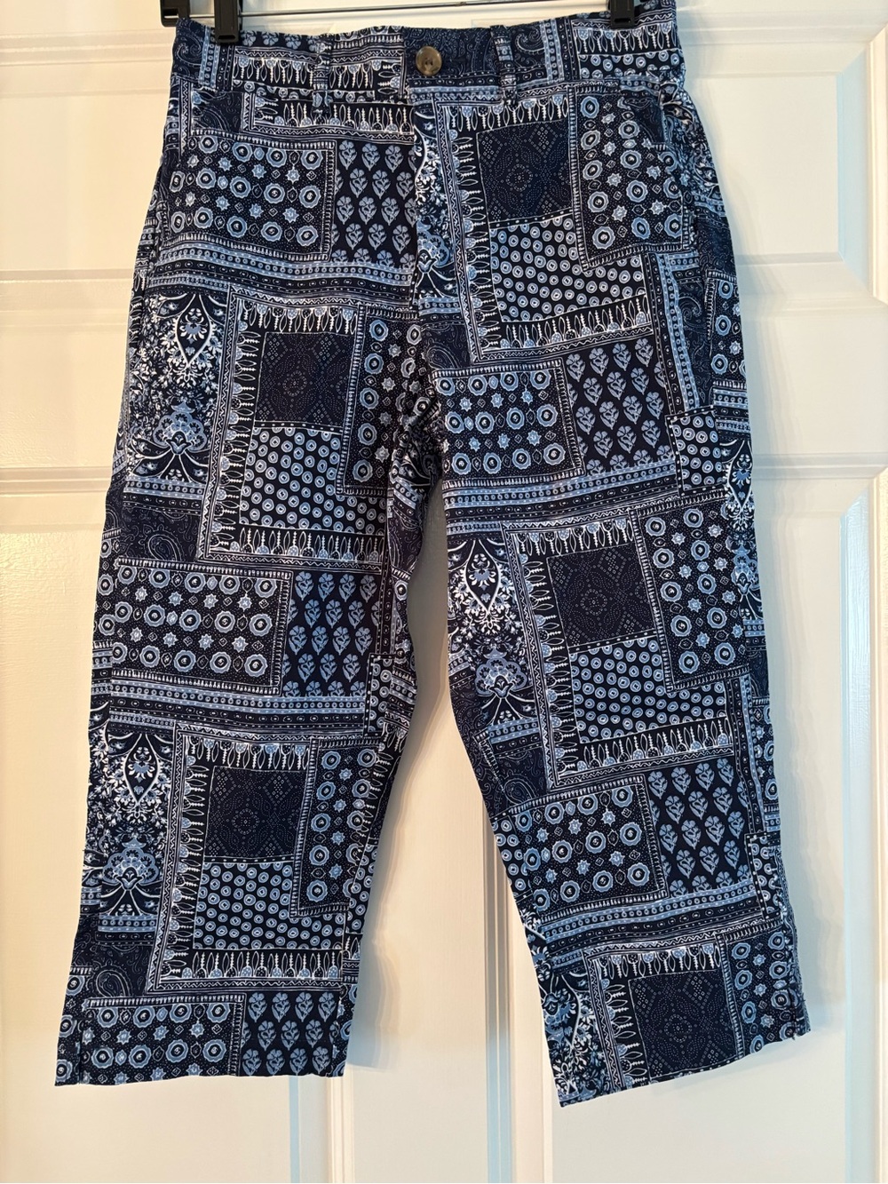 NEW Joan Rivers Signature Twill Printed Patchwork Capri Pants